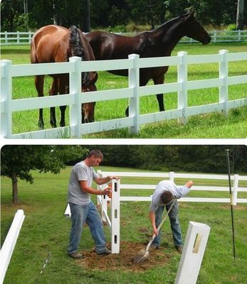 ASTM PVC Φράχτης για Φάρμα με Άλογα, 2 Κάγκελα, Λευκό Γκρι