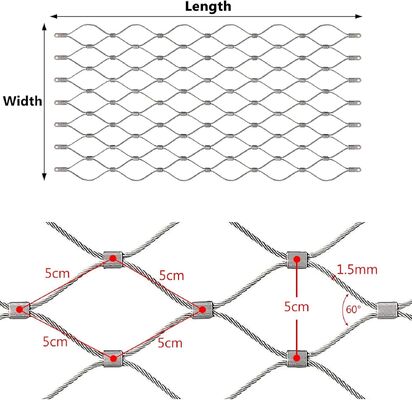 Ελαστικό πλέγμα καλωδίων από ανοξείδωτο χάλυβα για την προστασία της ασφάλειας των πτηνοτροφείων